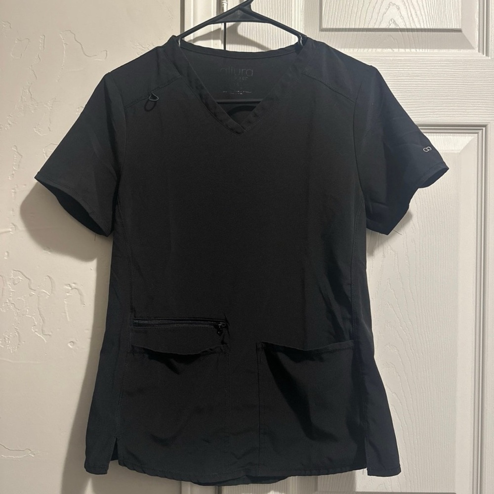 Allura Womens Black Scrub Top